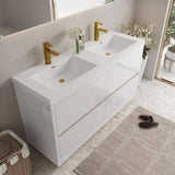 60" Freestanding Bathroom Vanity with Sink, Bathroom Storage Vanity Cabinet with Stone Resin W1573P211197