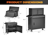 Tool Chest, 5-Drawer Rolling Tool Storage Cabinet with Detachable Top Tool Box, Liner, Universal W2660P180061