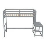 ZNTS Twin Size High Loft Bed with Ladder landing Platform, Ladders, Guardrails,Grey W504119724