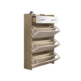 1250 White Oak Color shoe cabinet with 3 doors 2 drawers,large space for storage W1320P144273