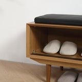 ANTIQUE HALLWAY BENCH CABINET IN OAK COLOR W1581P144418