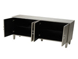 Stylish and Functional 4-Door Storage Cabinet with Pine Legs and MDF, for Living Room Bedroom,and W757P144373