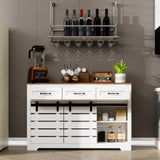 53" Farmhouse Sideboard Buffet Storage Cabinet with 3 Drawers, 2 Sliding Barn Doors, 2 Adjustable W1120P217802