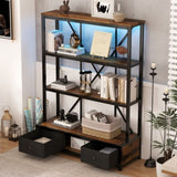 3-Shelf Metal with Drawers for Home Office, Open, Vintage Industrial Style W1580P251089