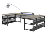 U-shaped Desk with Shelve and LED lights 09121568