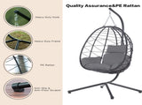 Egg Chair with Stand Indoor Outdoor Swing Chair Patio Wicker Hanging Egg Chair Hanging Basket Chair W874106468
