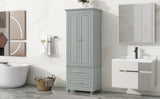 Tall Storage Cabinet with Two Drawers for Bathroom/Office, Grey WF299284AAE