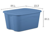 Large Storage Bin, 18 Gallon Durable Plastic Storage Tote with Snap-on Lid, Light Blue, 8 Pack 67091831