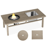 3-in-1 Coffee Table with Ice Bucket and Fire Pit - Beige B082134957