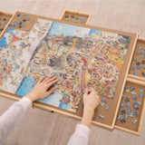 1500 Piece Rotating Wooden Jigsaw Board - 34x26 Inch, Rotating Table With Cover,Portable 15664271