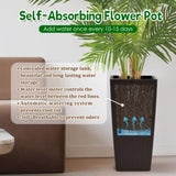 Pack of 2 Square Planter 22-Inch High Faux Rattan Design Flower Pot with Automatic Watering System W3213P311469