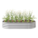 Raised Garden Bed Outdoor, Oval Large Metal Raised Planter Bed for for Plants, Vegetables, and W840101952