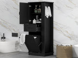 Modern Tall Storage Cabinet Tilt-Out Compartment, Adjustable Shelves, 80LBS Capacity, Soft-Close 68642054
