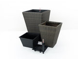 2-Pack Self-watering Planter - Hand Woven Wicker - Square - Expresso B046P144638