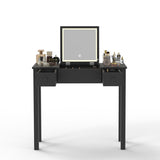 Elegant Black Vanity Table with LED Lights, Flip-Top Mirror and 2 Drawers, Jewelry Storage for Women W760P152315