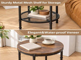 Round 2-Tier Side Table, 19.7" x 19.7" x 24", Melamine MDF & Metal Frame, 45187043