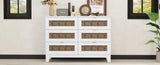 Rustic Farmhouse Style Wooden Dresser with 6 Drawers, Storage Cabinet for Bedroom with Metal WF530908AAK