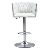360&deg Fabric cover Swivel Bar Stools Set of 2, Adjustable Counter Height Bar Chairs with Woven Back & W2215P184992