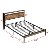 ZNTS Queen Size Metal Platform Bed Frame with Wooden Headboard and Footboard with USB LINER,LED Lights, W311134462