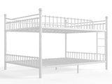 Queen over Queen Metal Bunk Bed with Unique Curved Guardrail Design, Round Tube bunk bed Frame, No 27944966