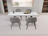 47"-63" extendable MDF modern table and chair set, suitable for 2-6 people, elegant white 22987108