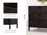 Storage Cabinet for Backyard Pool Area, 3-Drawer Wicker Towel Rack Organizer 08857308