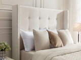Peyton Upholstered King Bed / 54" High Headboard / Traditional Hand Buttoned Tufting / Nailhead Trim B083P152027
