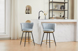 Countereight Bar Stools Set of 2, 360&deg Swivel Upholstered Barstools with Backs and Metal Legs, 93014795