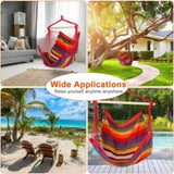 Hammock Hanging Canvas Porch Patio Swing Seat Portable Camping Rope Seat Wooden Stick Hammock 93130373
