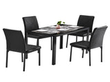 Simple Assembled Tempered Glass & Iron Dinner Table Black 20824867