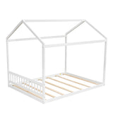 Queen Size Wooden House Bed with Headboard,White WF296086AAK
