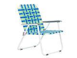 2pcs Steel Tube PP Webbing Bearing 120kg Folding Beach Chair Blue Strip 79845666