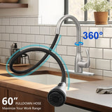 Kitchen Faucet with Pull Down Sprayer and 4 Spraying Modes Brushed Nickel Commercial 1 or 3 Hole T3177P289664
