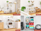 4-Tier Folding Storage Shelves with Wheels, Foldable Metal Rack, Collapsible Shelves for 10462892