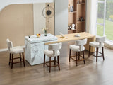 Mid Century Modern Counter Height Bar Stools Set of 2, Farmhouse Linen Fabric Upholstered Accent 23165077