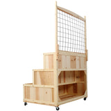 3-Tiers Raised Garden Bed with Trellis, 53" H Vertical Planter Box with Wheels & Back Storage Area, W465P189518
