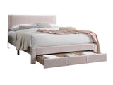Contemporary 1pc Queen Size Bed w Storage Drawer Light Pink Corduroy Texture Design Platform B011P238967