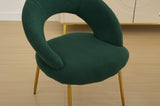 061-Set of 1 Teddy Fabric Chairs With Curved Backrest and Golden Metal Legs for Kitchen or W527P255488