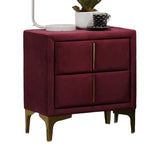 Red And Gold Coated 1pc Nightstand Bar Pull Handle Fully Upholstered Flannelette Classy Bedroom B2741P350273