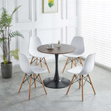 31.5"BLACK AND WALNUT Tulip Table Mid-century Dining Table for 2-4 people With Round Mdf Table Top, W234P143406