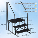 ZNTS 3 Step Ladder with Handrail, Swimming Pool Ladder Above Ground, 660 lb Load Capacity RV Steps with 31746287