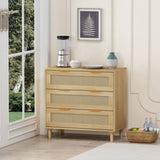 31.50"3-Drawers Rattan Storage Cabinet Rattan Drawer,for Bedroom,Living Room,Dining W757104009