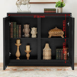 Mid Century Modern Fluted Hollowed Out Sideboard Cabinet with 2 Outlet Holes, Buffet Cabinet with W1801P288511