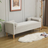 65.35"Wide Corduroy Storage Soft Bench with Armrests, Backrest and Two bolster Pillows for Living W3118P254211