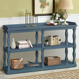 Console with 3-Tier Open Storage Spaces And Roman Column Effect Support Legs,Narrow Sofa Entry W1445P162731