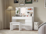 Vanity, Makeup Vanity Desk Set Mirror & Light, Dressing Table Storage Lots , 3 Lighting Modes W2139P194438