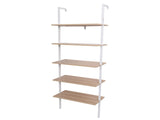 5-Shelf Wood Ladder Bookcase with Metal Frame, Industrial 5-Tier Modern Ladder Shelf Wood 89161253