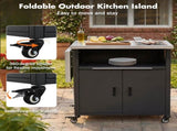 Foldable Outdoor Prep Station BBQ Cart Patio Dining Cart Foldable Outdoor Kitchen Island Grill Cart N719P407404B