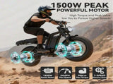 20" Fat Tire Electric Bike for Adults, 1500W Peak Motor Ebike, All-Terrain Electric Dirt E Bike, 7 W6569P578049