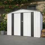 ZNTS 8 x 6 ft Outdoor Storage Shed, All Weather Metal Sheds with 2 Lockable Doors, Tool Shed for Garden, W2505P163543